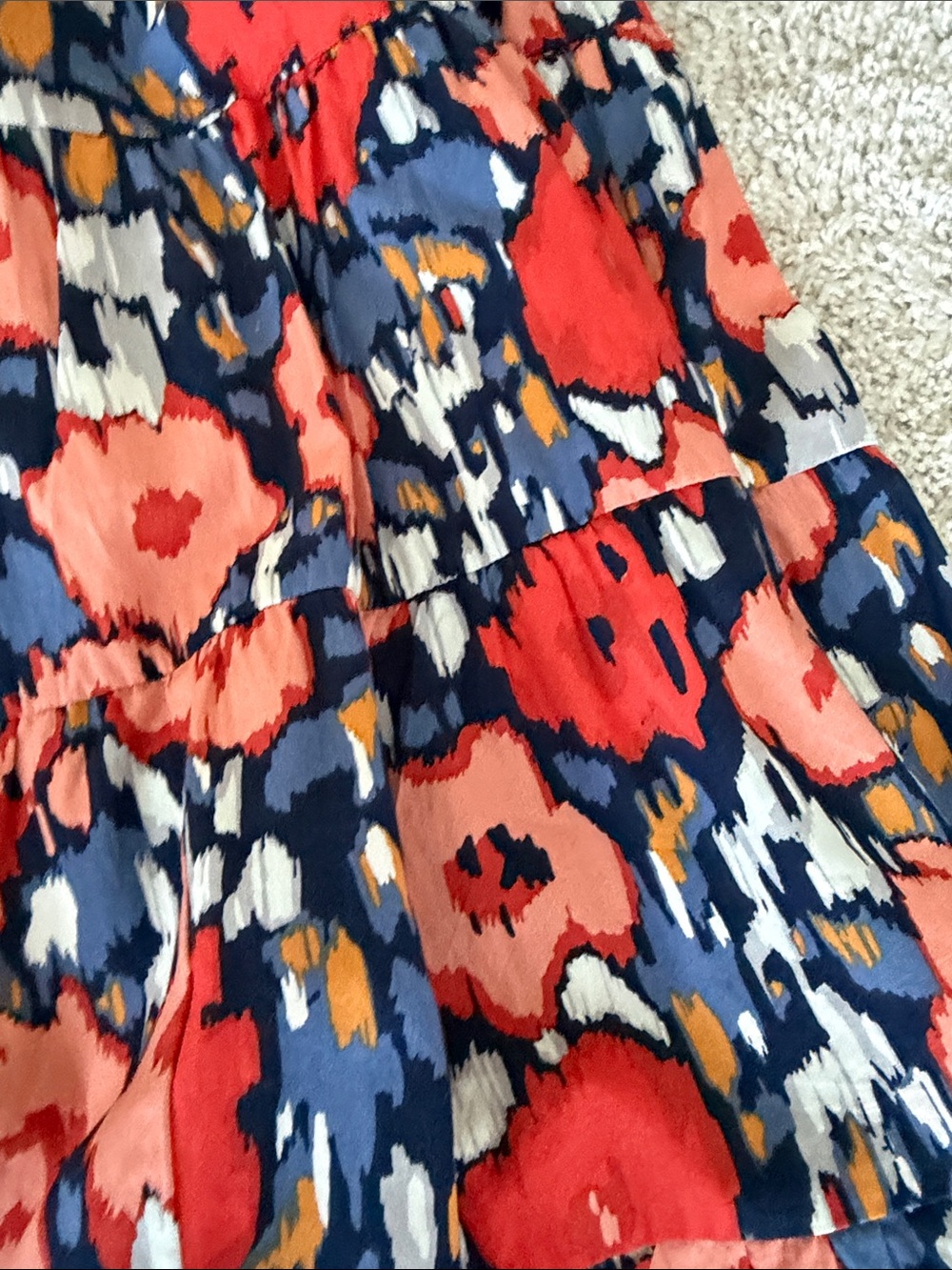 Boden Red Floral Tiered Midi Skirt - Picture 6 of 10